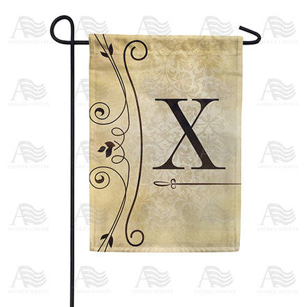 America Forever Fancy Scroll Monogram Garden Flag