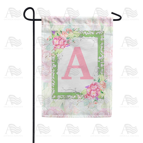 America Forever Watercolor Hydrangeas Monogram Garden Flag