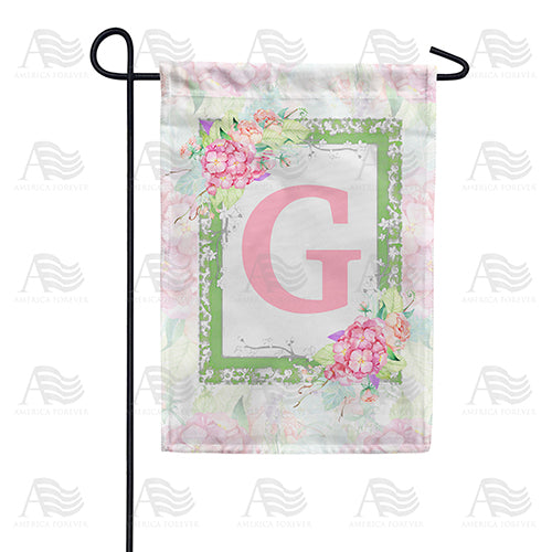 America Forever Watercolor Hydrangeas Monogram Garden Flag