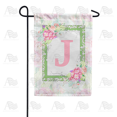 America Forever Watercolor Hydrangeas Monogram Garden Flag