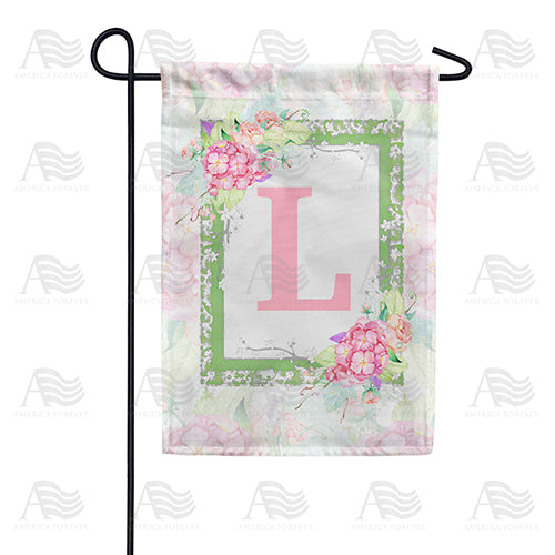 America Forever Watercolor Hydrangeas Monogram Garden Flag