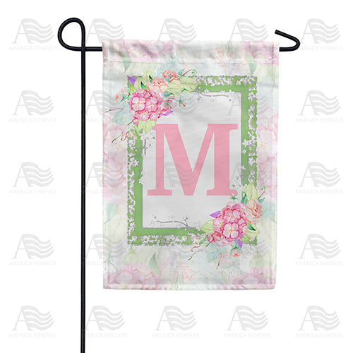 America Forever Watercolor Hydrangeas Monogram Garden Flag