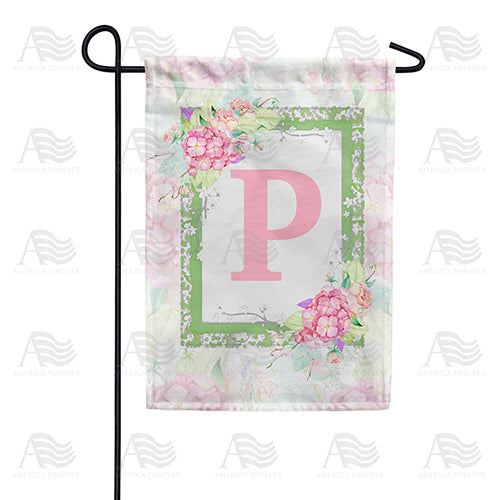America Forever Watercolor Hydrangeas Monogram Garden Flag