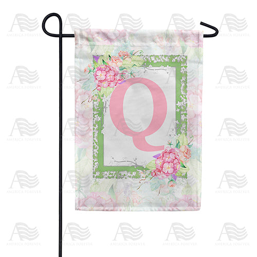 America Forever Watercolor Hydrangeas Monogram Garden Flag