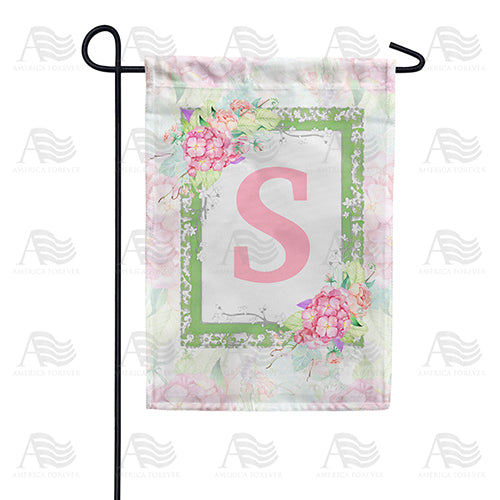 America Forever Watercolor Hydrangeas Monogram Garden Flag