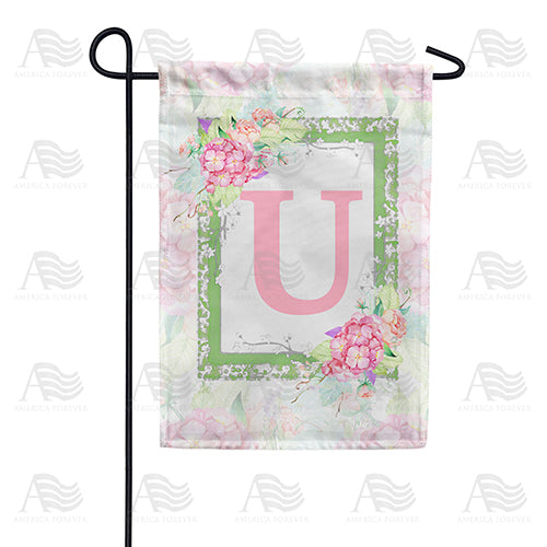 America Forever Watercolor Hydrangeas Monogram Garden Flag