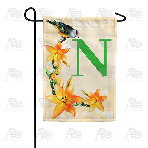 America Forever Orange Lilies Monogram Garden Flag
