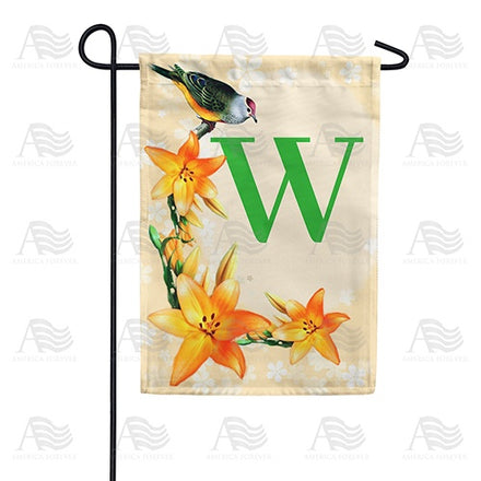Orange Lilies Monogram Garden Flag