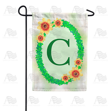 Green Ivy Monogram Garden Flag