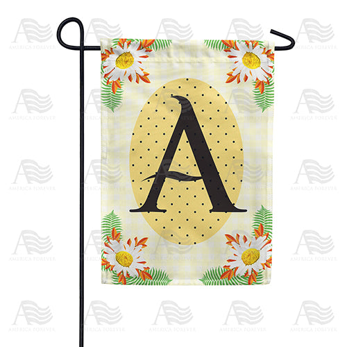 America Forever Yellow Gingham Daisies Monogram Garden Flag