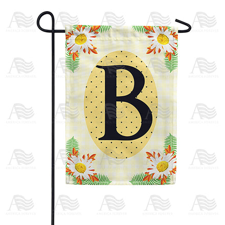 America Forever Yellow Gingham Daisies Monogram Garden Flag
