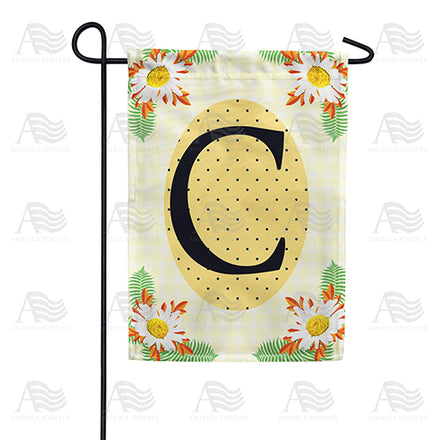America Forever Yellow Gingham Daisies Monogram Garden Flag