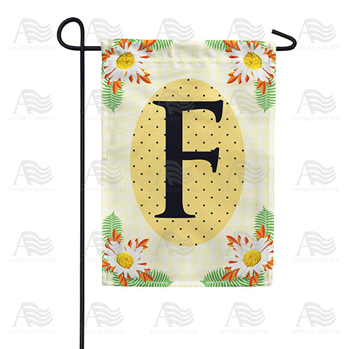 America Forever Yellow Gingham Daisies Monogram Garden Flag