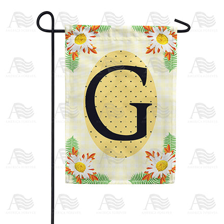 America Forever Yellow Gingham Daisies Monogram Garden Flag