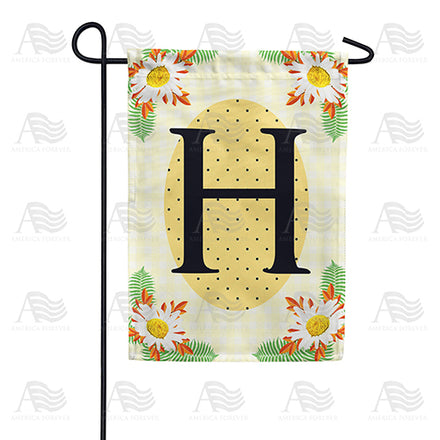 America Forever Yellow Gingham Daisies Monogram Garden Flag