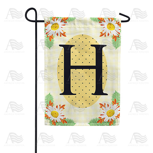 America Forever Yellow Gingham Daisies Monogram Garden Flag