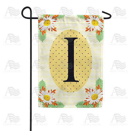 America Forever Yellow Gingham Daisies Monogram Garden Flag