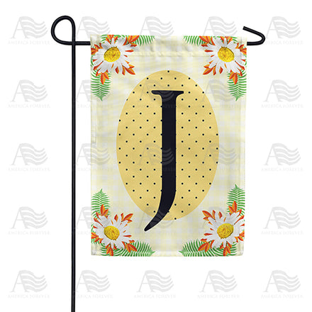 America Forever Yellow Gingham Daisies Monogram Garden Flag