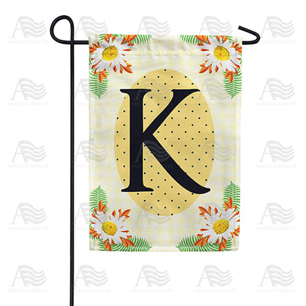 America Forever Yellow Gingham Daisies Monogram Garden Flag