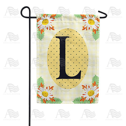 America Forever Yellow Gingham Daisies Monogram Garden Flag