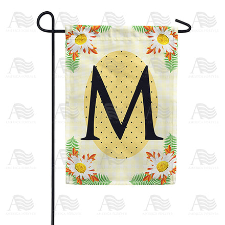 America Forever Yellow Gingham Daisies Monogram Garden Flag