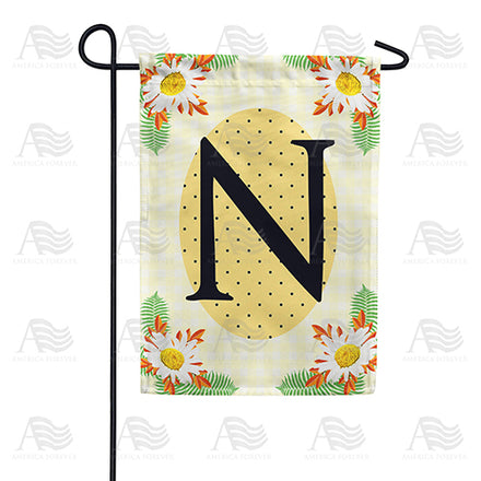 America Forever Yellow Gingham Daisies Monogram Garden Flag