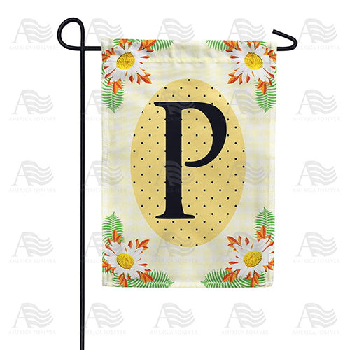 America Forever Yellow Gingham Daisies Monogram Garden Flag