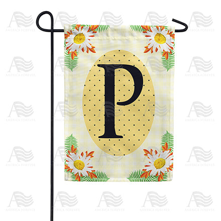 America Forever Yellow Gingham Daisies Monogram Garden Flag