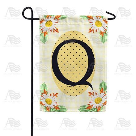 America Forever Yellow Gingham Daisies Monogram Garden Flag