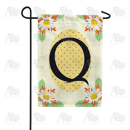 America Forever Yellow Gingham Daisies Monogram Garden Flag