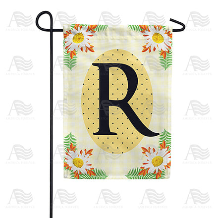 America Forever Yellow Gingham Daisies Monogram Garden Flag
