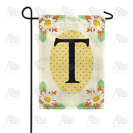 America Forever Yellow Gingham Daisies Monogram Garden Flag