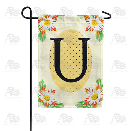 America Forever Yellow Gingham Daisies Monogram Garden Flag