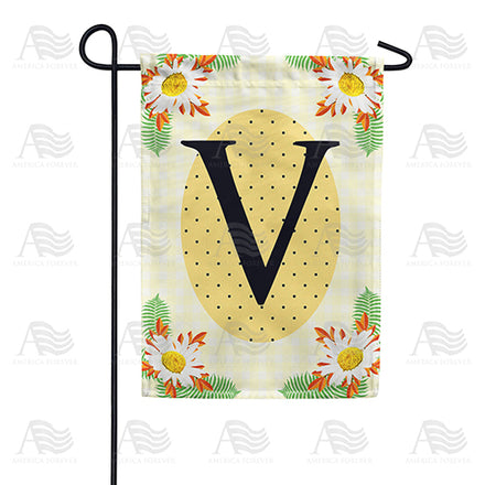 America Forever Yellow Gingham Daisies Monogram Garden Flag
