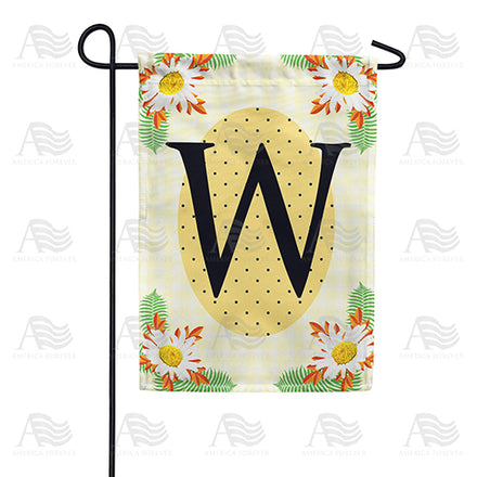 America Forever Yellow Gingham Daisies Monogram Garden Flag