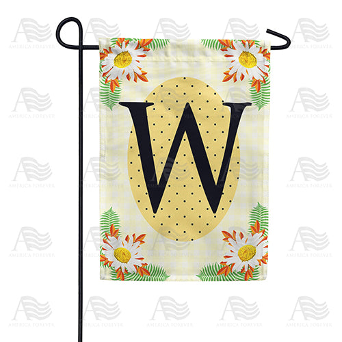 America Forever Yellow Gingham Daisies Monogram Garden Flag