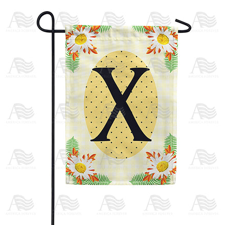 America Forever Yellow Gingham Daisies Monogram Garden Flag