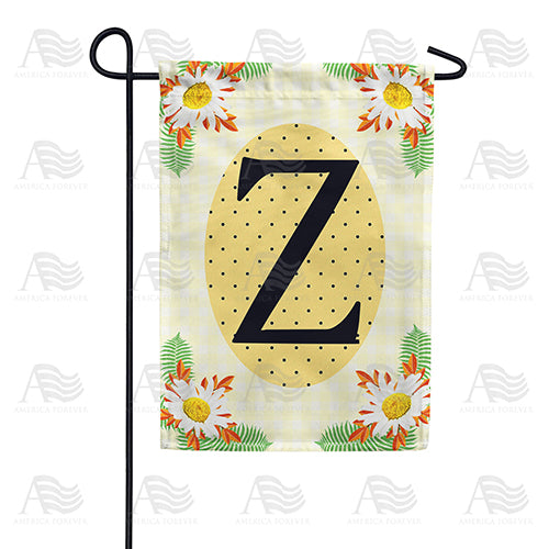 America Forever Yellow Gingham Daisies Monogram Garden Flag