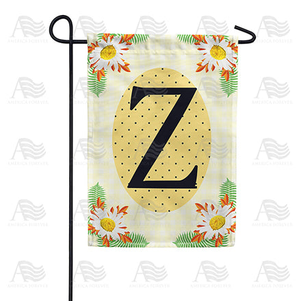 America Forever Yellow Gingham Daisies Monogram Garden Flag