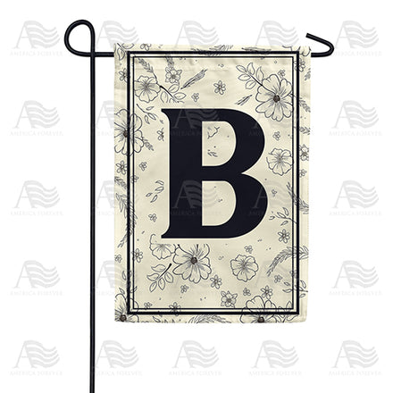 America Forever Flower Sketchings Monogram Garden Flag