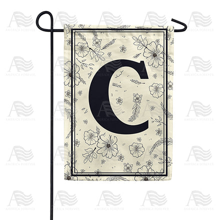 America Forever Flower Sketchings Monogram Garden Flag