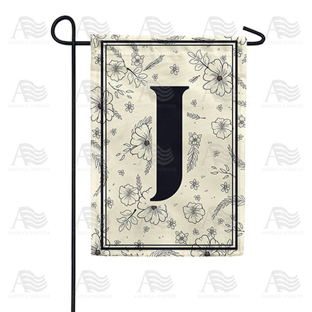 America Forever Flower Sketchings Monogram Garden Flag