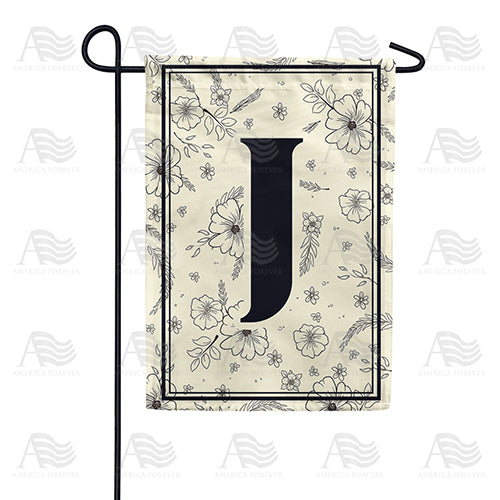Flower Sketchings Monogram Garden Flag