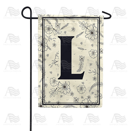 America Forever Flower Sketchings Monogram Garden Flag