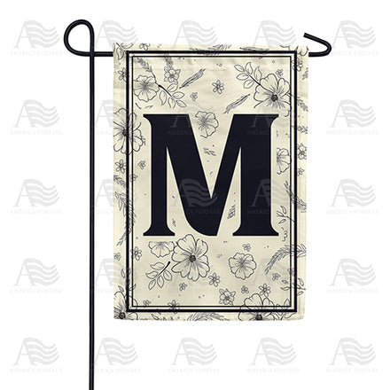 America Forever Flower Sketchings Monogram Garden Flag