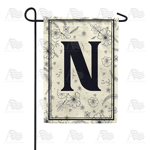 America Forever Flower Sketchings Monogram Garden Flag