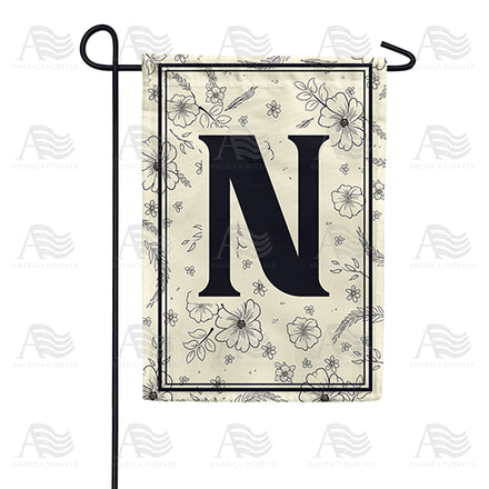 America Forever Flower Sketchings Monogram Garden Flag