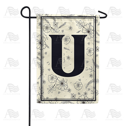 America Forever Flower Sketchings Monogram Garden Flag