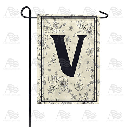 America Forever Flower Sketchings Monogram Garden Flag