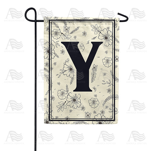 America Forever Flower Sketchings Monogram Garden Flag